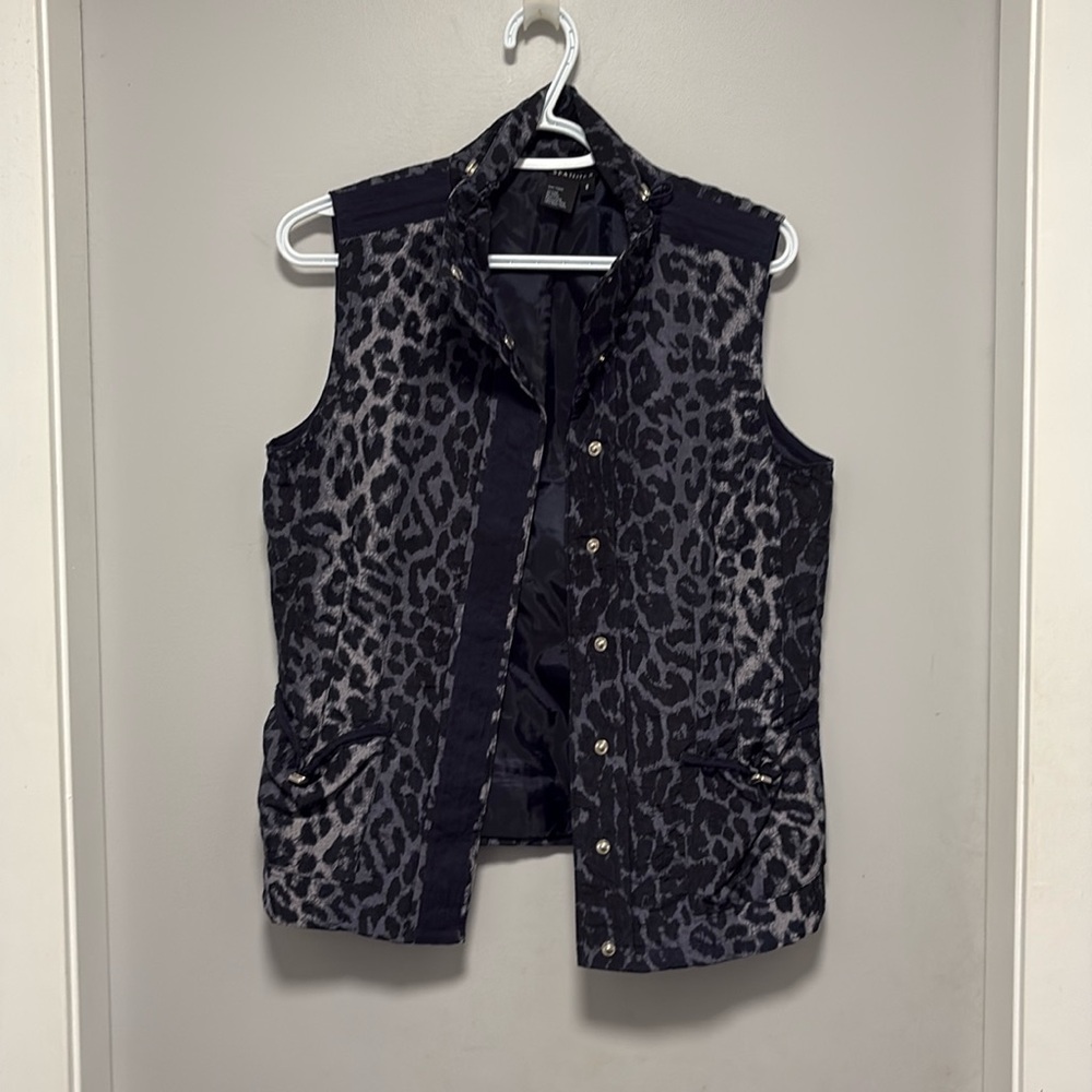 Spanner blue Leopard Vest With Pockets